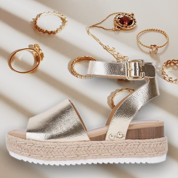 NEW COLOR ALERT! Soda Topic Gold Sandal Espadrille - Picture 4 of 4